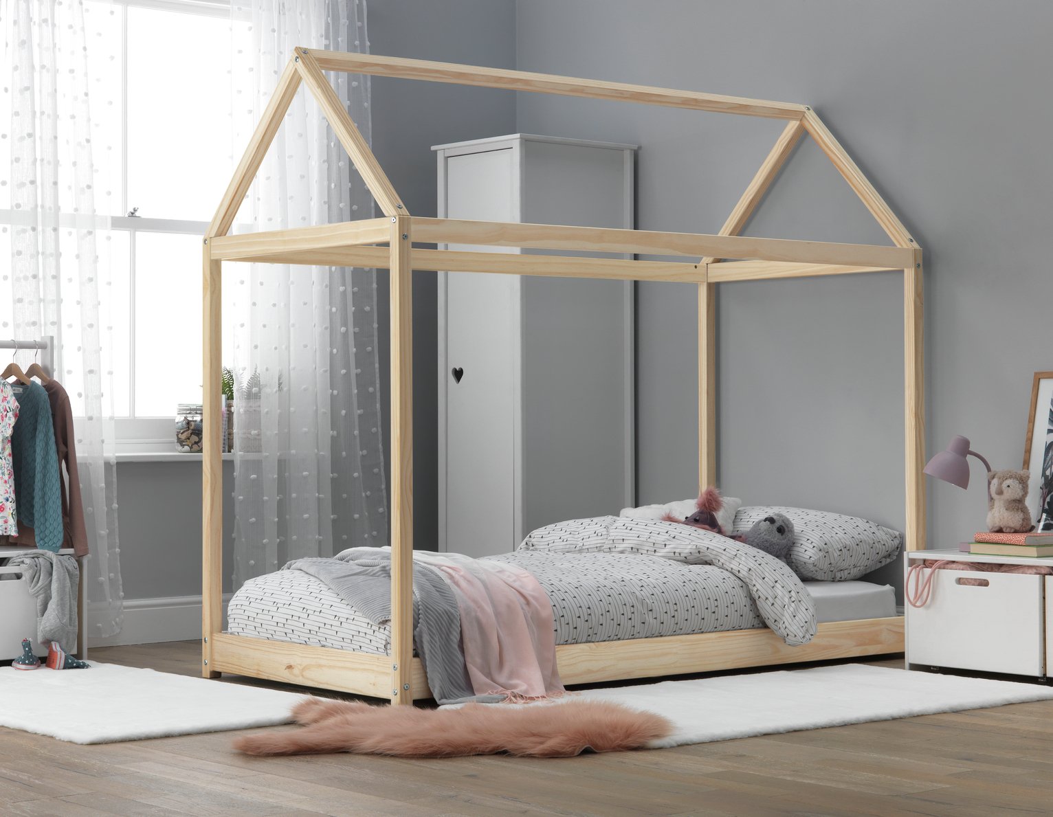 Habitat House Single Bed Frame and Kids Mattress - Pine