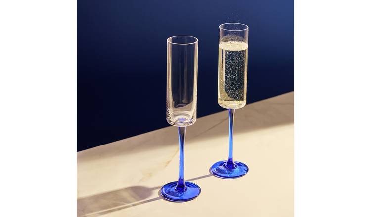 Habitat Blue Stem Set of 4 Champagne Flute