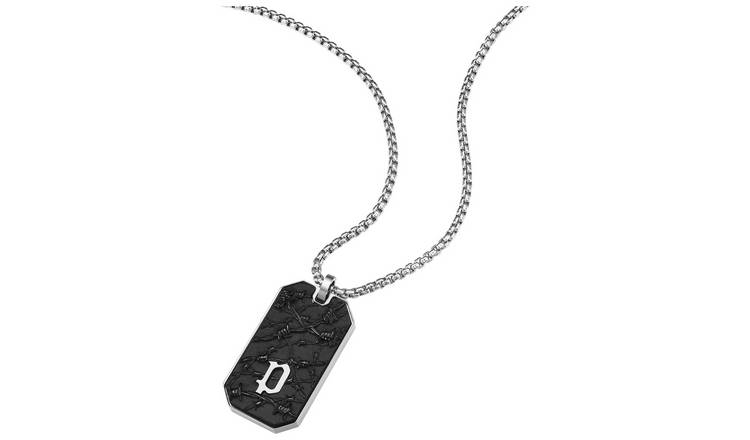 Buy Police Stainless Steel Black Mesh Motif Dog Tag Necklace Mens necklaces and chains Argos