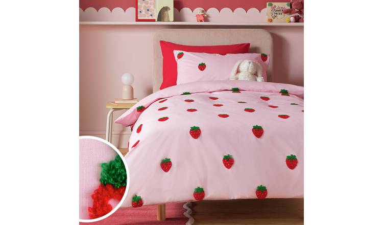 Argos Home Kids Tufted Strawberry Pink Bedding Set - Double