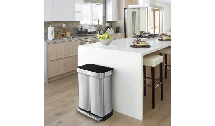 Simplehuman 58 Litre Recycling Pedal Bin - Stainless Steel