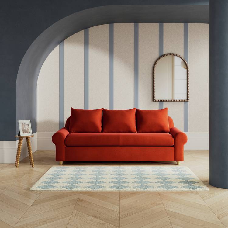 Habitat Whitby Velvet 4 Seater Sofa - Burnt Orange - Ash Leg 0