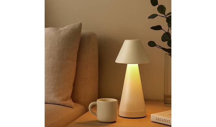 Searchlight Metal Rechargeable Cone LED Table Lamp - Cream