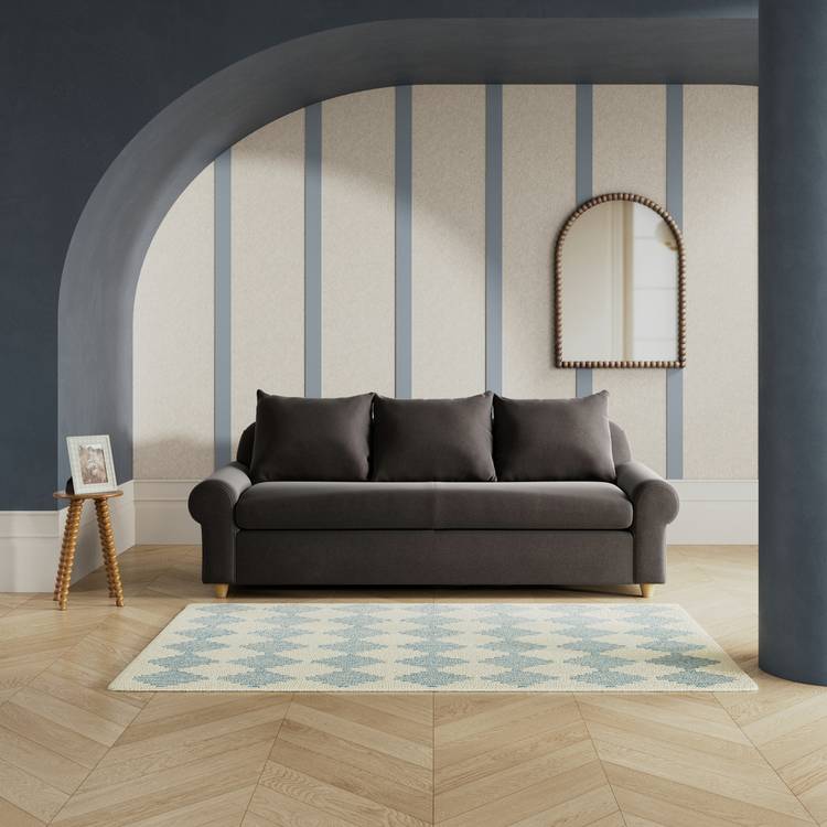 Habitat Whitby Velvet 4 Seater Sofa - Slate Grey - Ash Leg 0