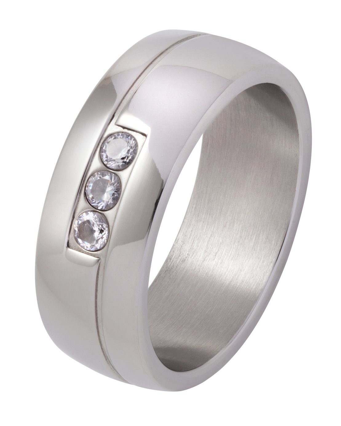 Revere Stainless Steel 3 Stone Cubic Zirconia Wedding Band-V Review