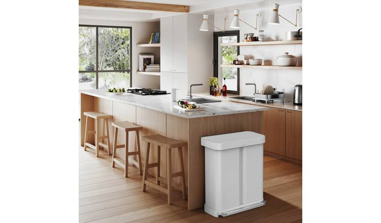 Simplehuman 58 Litre Recycling Pedal Bin - White