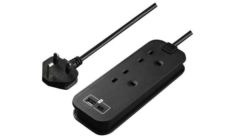 Masterplug 2 Socket USB Extension Lead