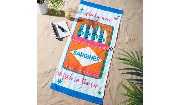 Catherine Lansfield Sardines Beach Towel - Sky Blue