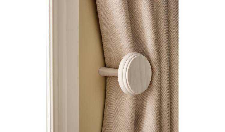 Argos Home Wood Curtain Holdback - Washed White Wood