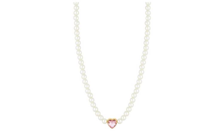 Lipsy Pearl Pink Heart Choker Necklace