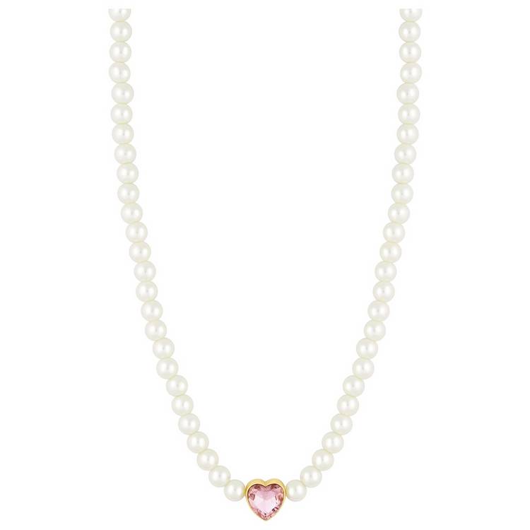Lipsy Pearl Pink Heart Choker Necklace 0