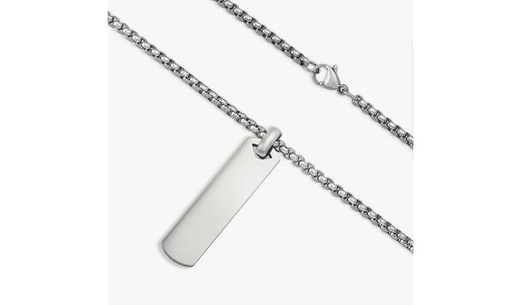 Buy Revere Stainless Steel Slim Rectangular Dog Tag Pendant Mens necklaces and chains Argos