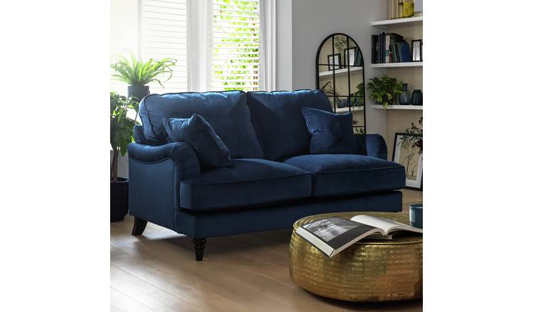 Habitat blue store velvet sofa