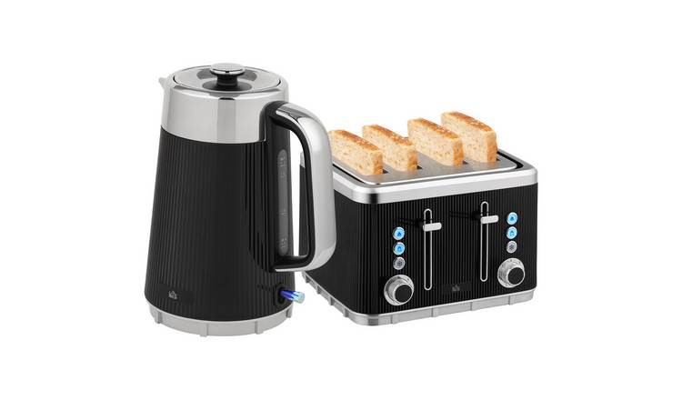 HOMCOM Stainless Steel Kettle and 4 Slice Toaster Set - Black