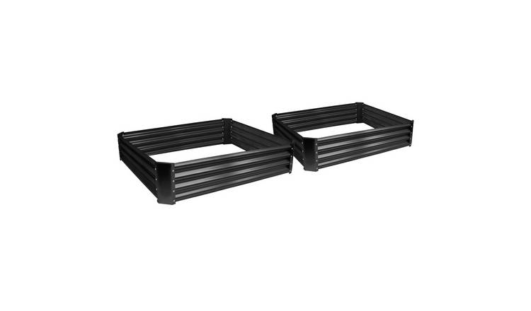 Harbour Housewares Square Raised Garden Beds 120cm x 120cm Anthracite Pack of 2