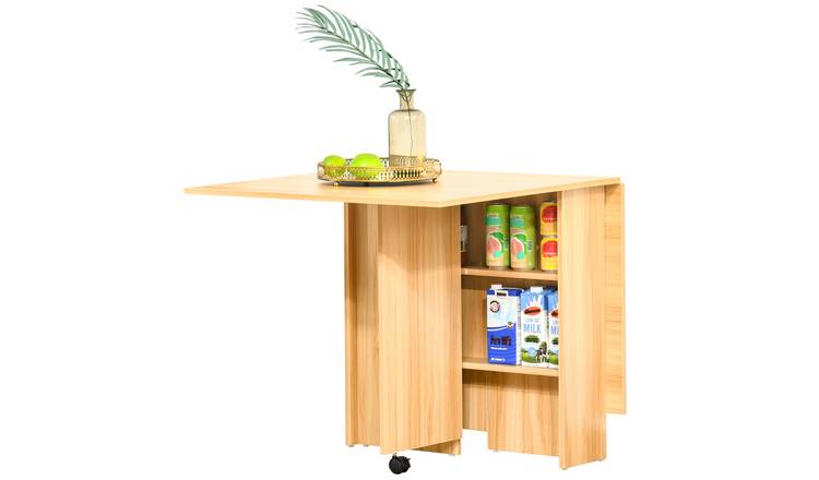 HOMCOM Folding Rectangular Tabletop Dining Table for Small Spaces - Teak