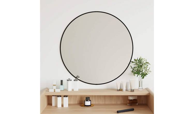 Walplus Round Glass Wall Mirror - Black - 60 cm