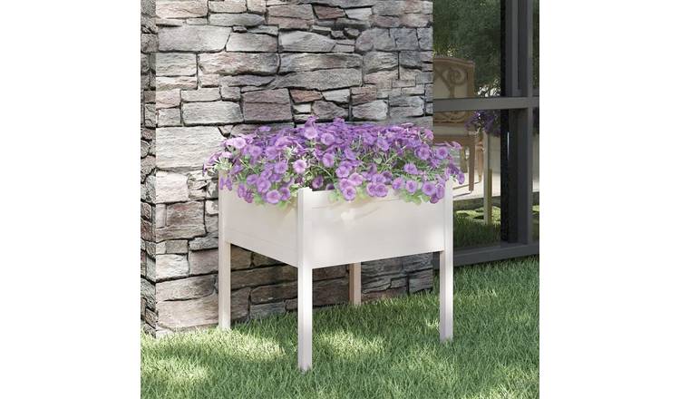 Walplus Wood Garden Planter - White - 70 x 70 x 70 cm