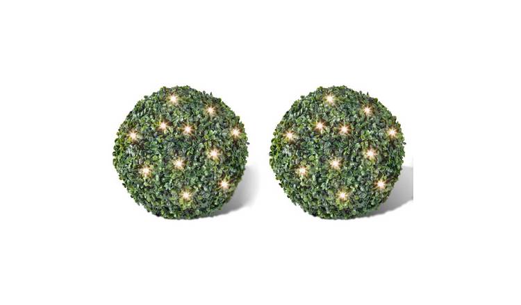 Walplus Boxwood Ball Artificial Leaf Topiary Ball Solar - Mixed Green - 35 cm