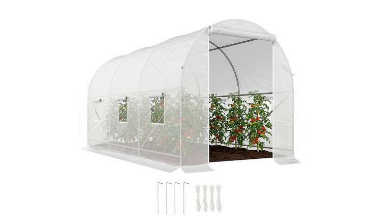 Outsunny Steel Garden Tunnel Greenhouse - White