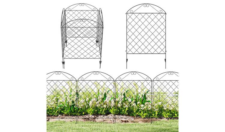 Outsunny 4PCS Decorative Garden Fence - Black