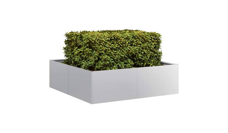 Walplus Galvanised Steel Garden Planter - 100 x 100 x 30 cm
