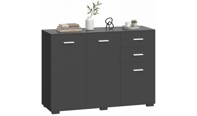 HOMCOM Modern Adjustable Storage Sideboard with 2 Drawers - Black