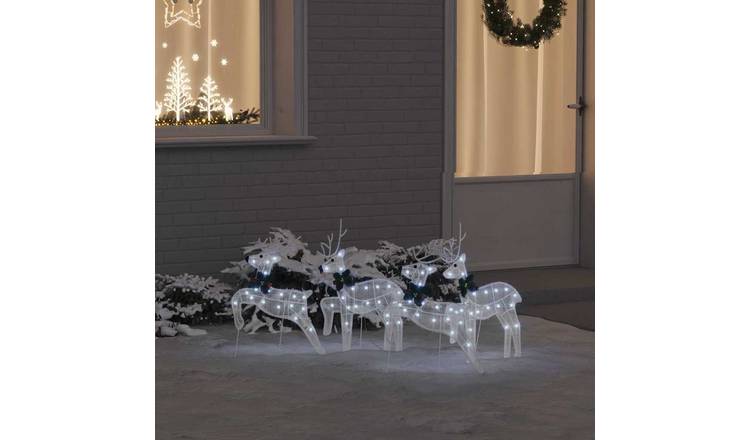 Walplus Pack of 4 LED Reindeer - White - 45 x 19 x 65 cm