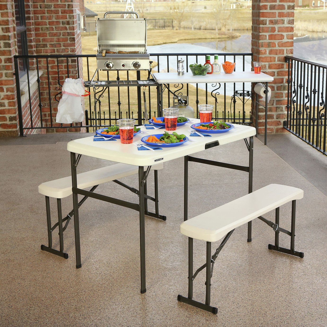 Lifetime Plastic 4 Seater Picnic Table - Almond