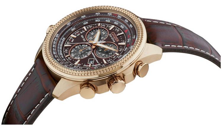 Buy Citizen Eco Drive Mens Chronograph Brown Leather Strap Watch