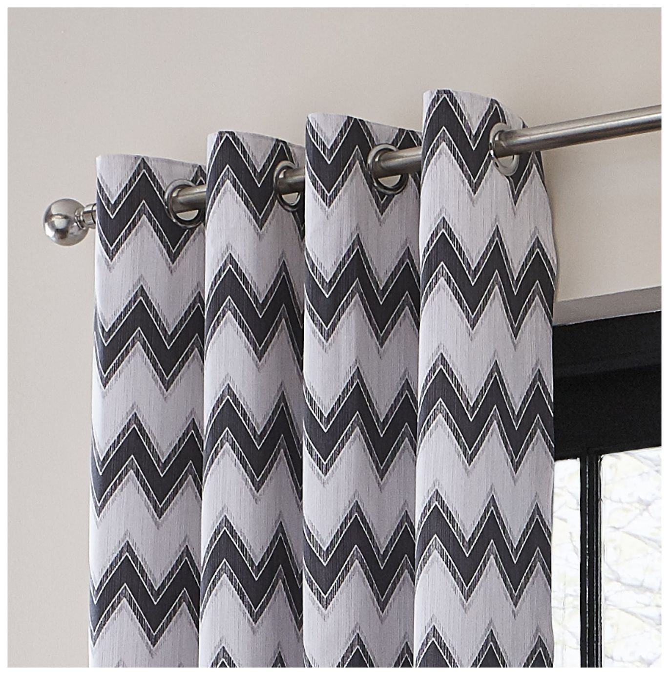 Catherine Lansfield ZigZag Eyelet Curtains 168x229- Charcoal Review