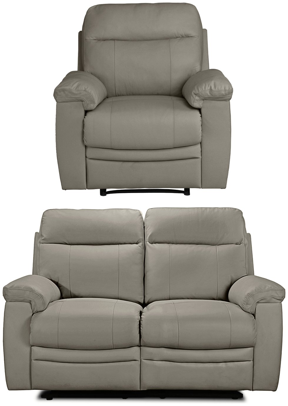 Argos Home Paolo Chair & 2 Seater Manual Recliner Sofa -Grey