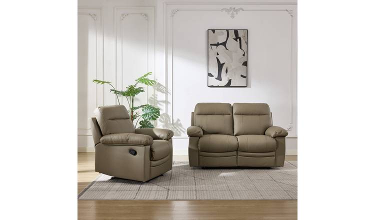 Argos Home Paolo Chair & 2 Seater Manual Recliner Sofa -Grey