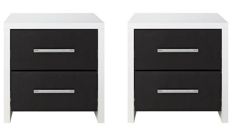 Buy Argos Home Broadway Gloss 2 Bedside Tables Set Black