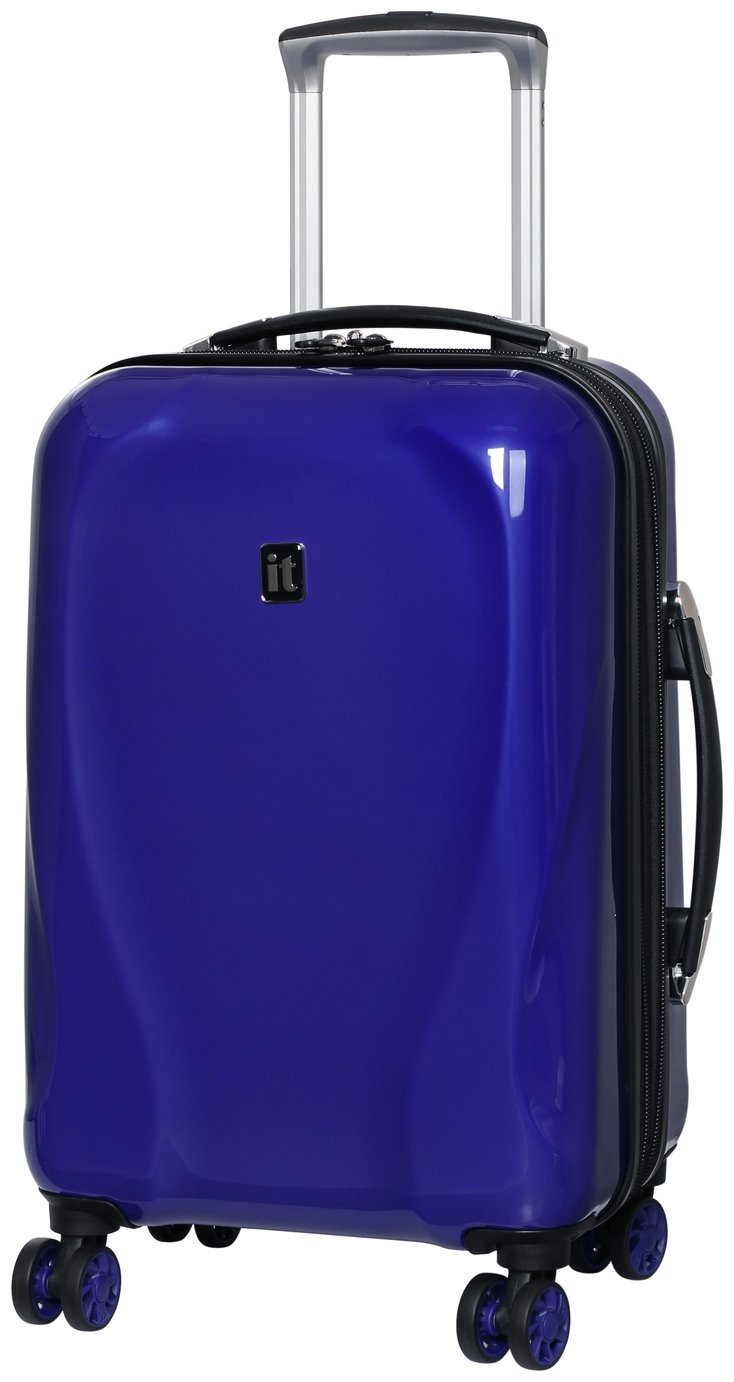 IT Luggage High Shine Hard 8 Wheel Small Suitcase - Blue