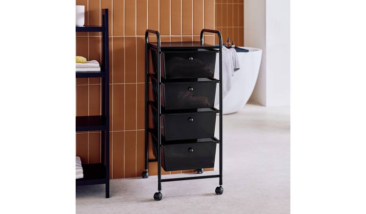 Argos Home 4 Drawer Wheeled Bathroom Storage Trolley-Black