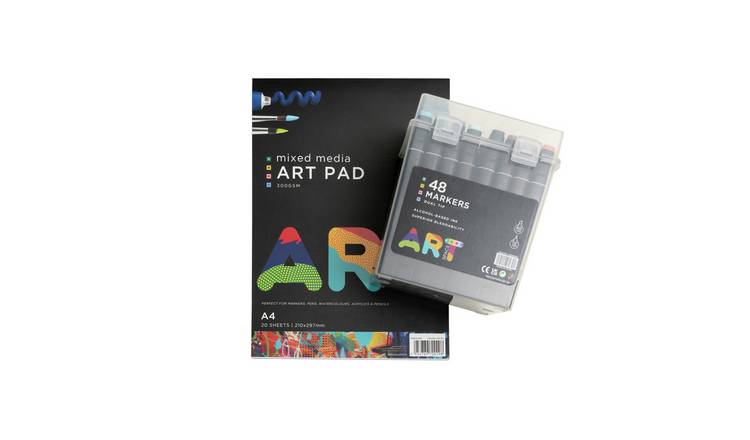 ArtSpace Acrylic Art Pad A4 and Dual Tip Markers Set