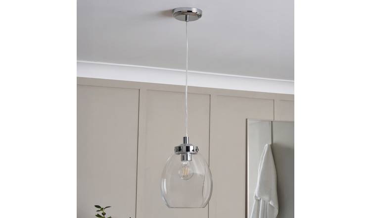 Spa Bryn Glass Bathroom Pendant Light Chrome - Clear