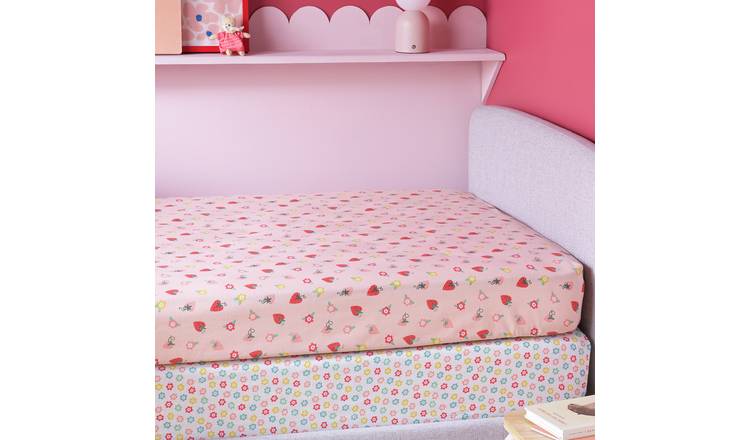 Argos Home Strawberry Floral Twin Pack Fitted Sheet- Single