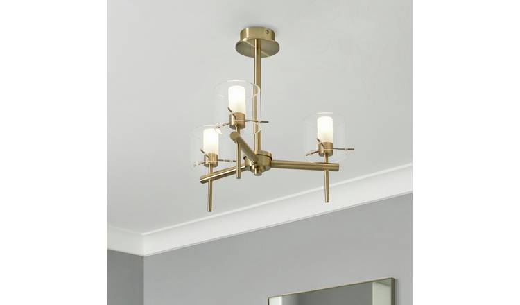 Spa Gene Cylinder Brass 3 LED Ceiling Light - Gold