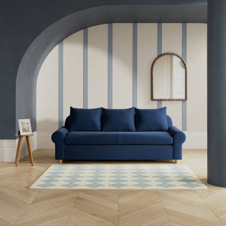 Habitat Whitby Fabric 4 Seater Sofa - Navy Blue - Ash Leg 0