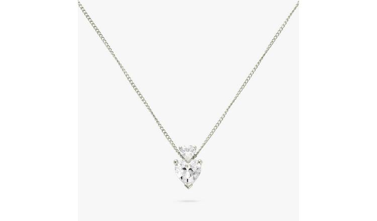Revere Sterling Silver Heart Cubic Zirconia Pendant Necklace