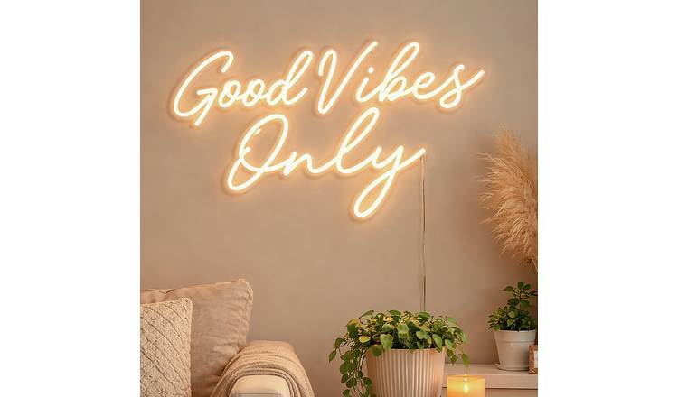 Searchlight Good Vibes Only LED Neon Wall Light - White