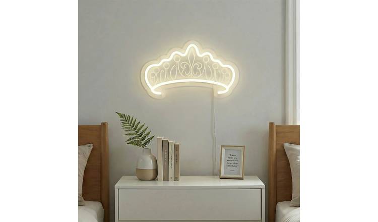 Searchlight Crown LED Neon Effect Wall Light - White