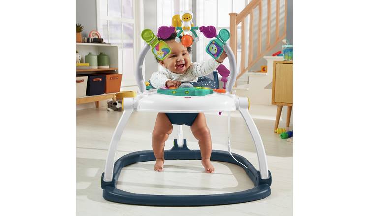 Fisher-Price SpaceSaver Jumperoo – Astro Kitty Activity Center With Lights, Sounds, Toys, Adjustable Height