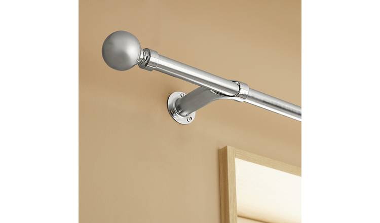 Argos Home Extendable Metal Ball Stainless Steel Curtain Pole - 110 - 300cm
