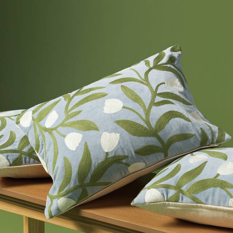 Habitat x Scion Odette Crewel Embroidery Cushion - 40x55cm 0