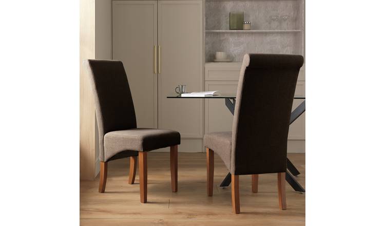Argos Home Midback Pair of Fabric Dining Chairs - Charcoal