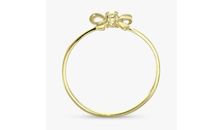 Revere Gold Plated Silver Stone Set Bow Ring - Small