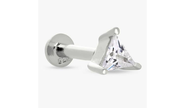Revere Sterling Silver Cubic Zirconia Triangle Stud Earrings